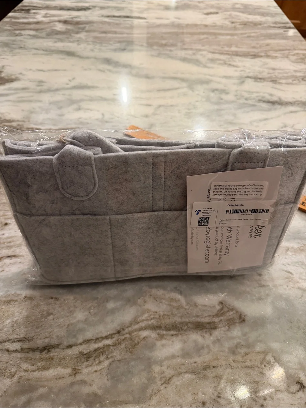Gray Felt Baby Organizer Caddy Kids Accessories Bag
